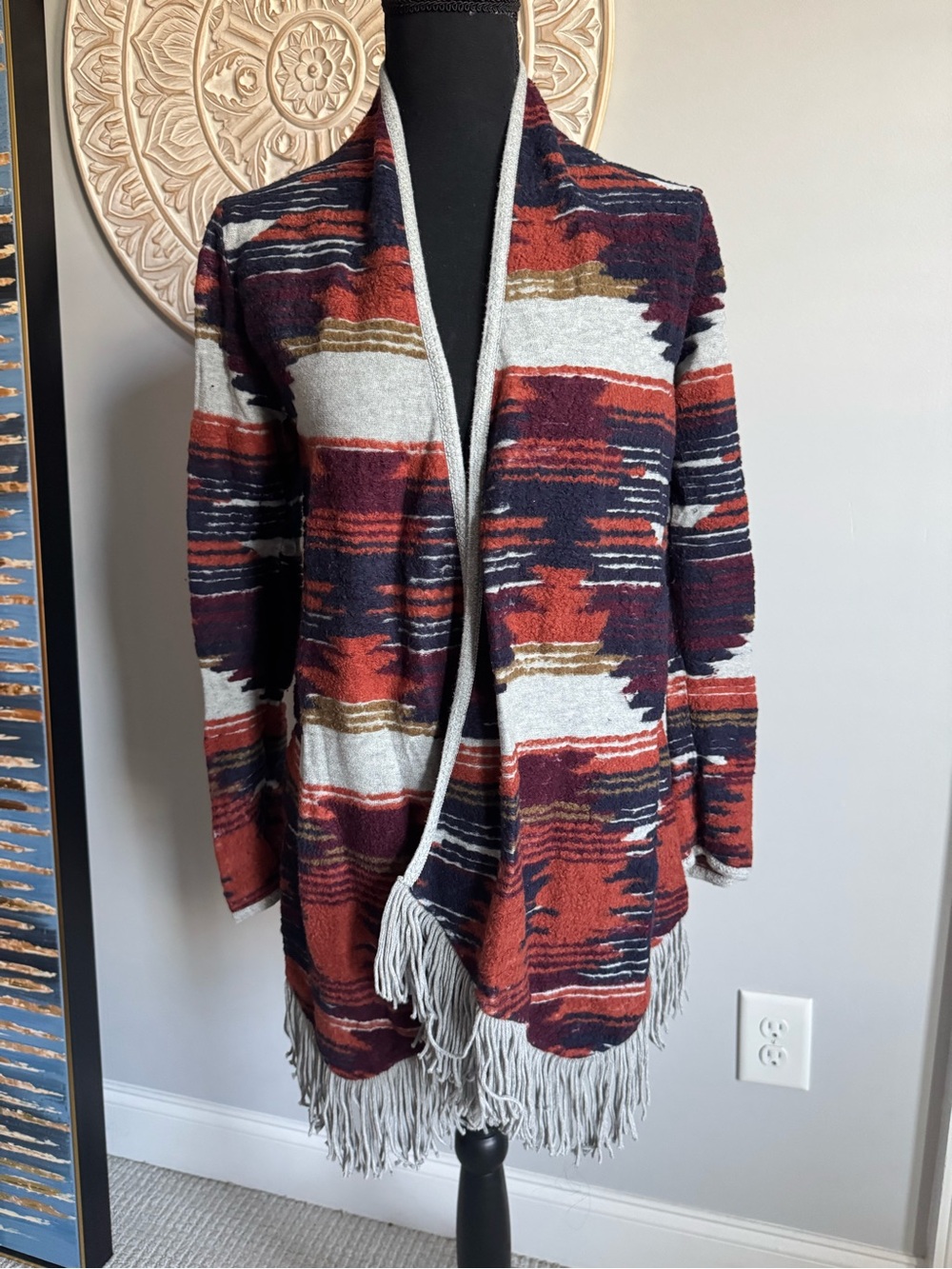 Lucky Brand size small Fringed Open-Front Women's Cardigan Sweater